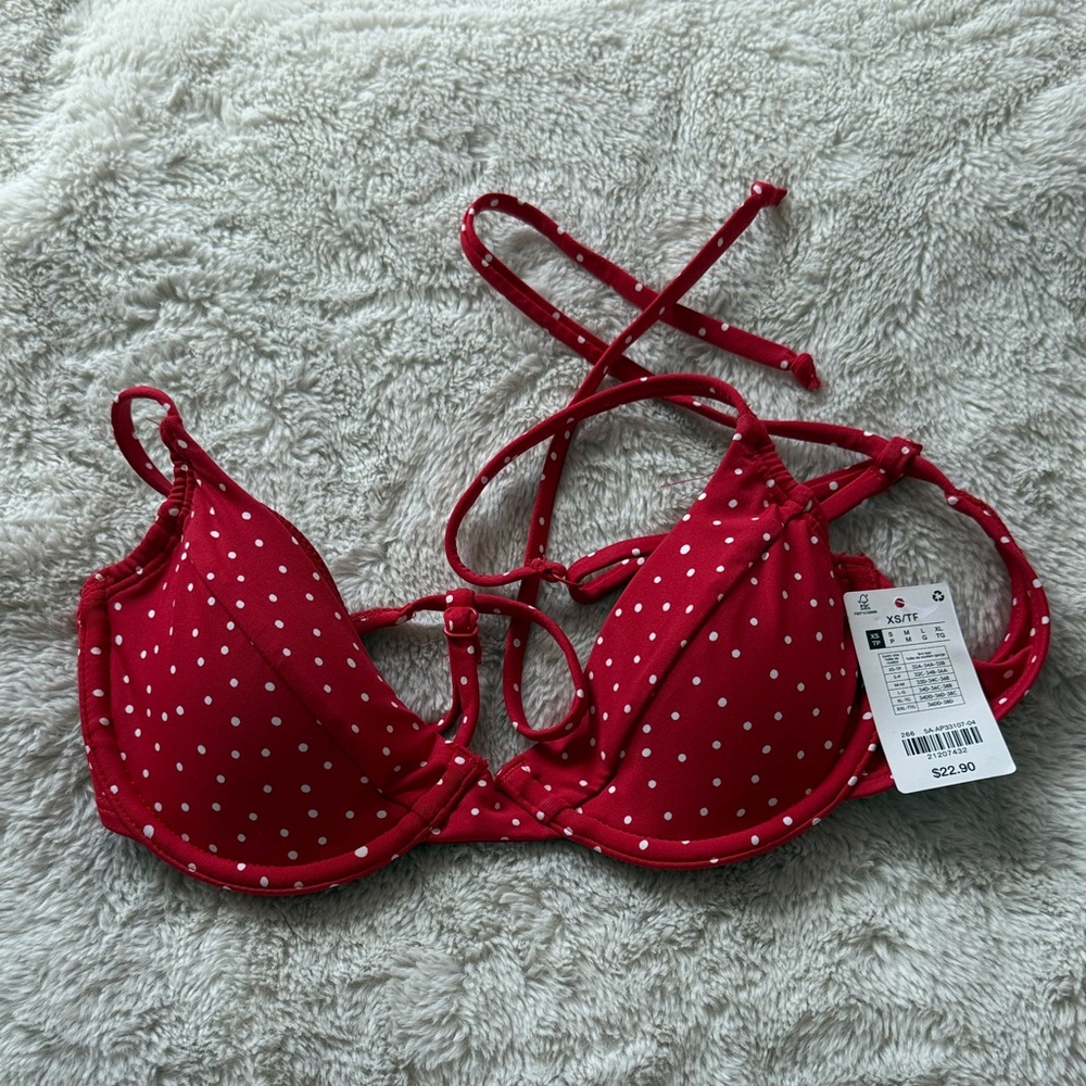NWT Ardene Red Polka Dot Bikini Top